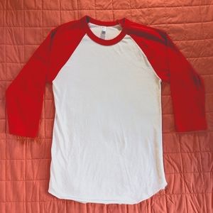 American Apparel red/white raglan tee